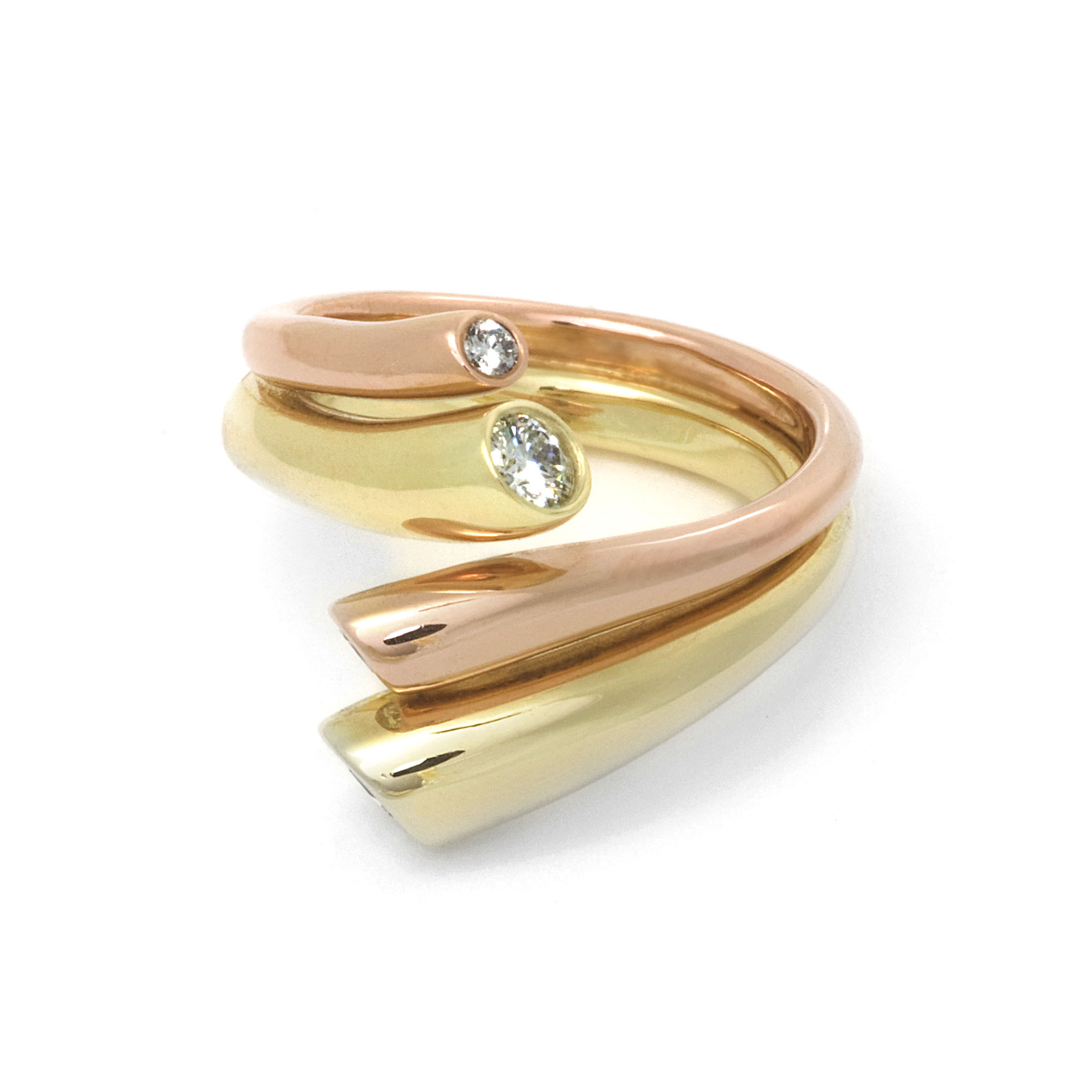 Ring Geelgoud Roodgoud en Diamant