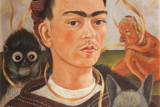 Frida Kahlo, Self-Portrait with Small Monkey, 1945, oil on masonite, Museo Dolores Olmedo, Mexico City